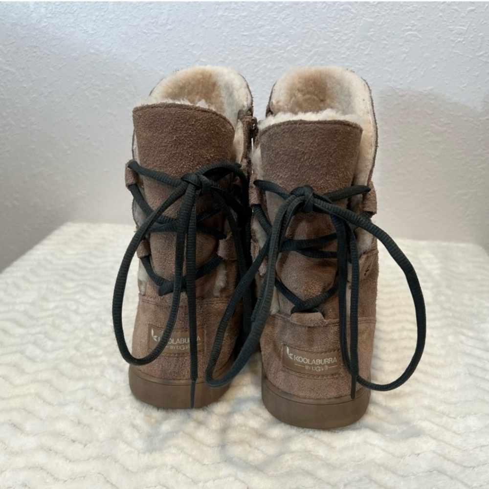 Koolaburra By UGG Shazi Suede Shearling Short Lace Up Winter Boot Size 8 - Picture 5 of 8